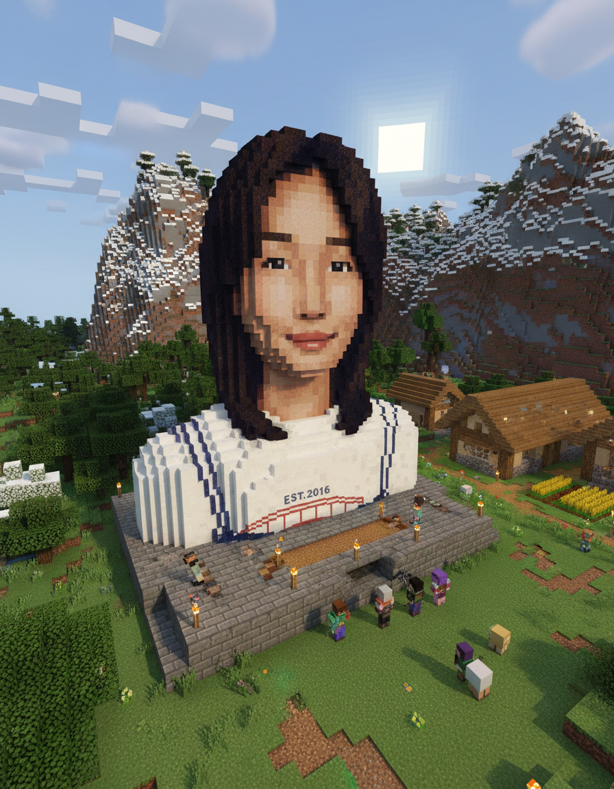 Jarryhome team member as Minecraft statue via Blomind